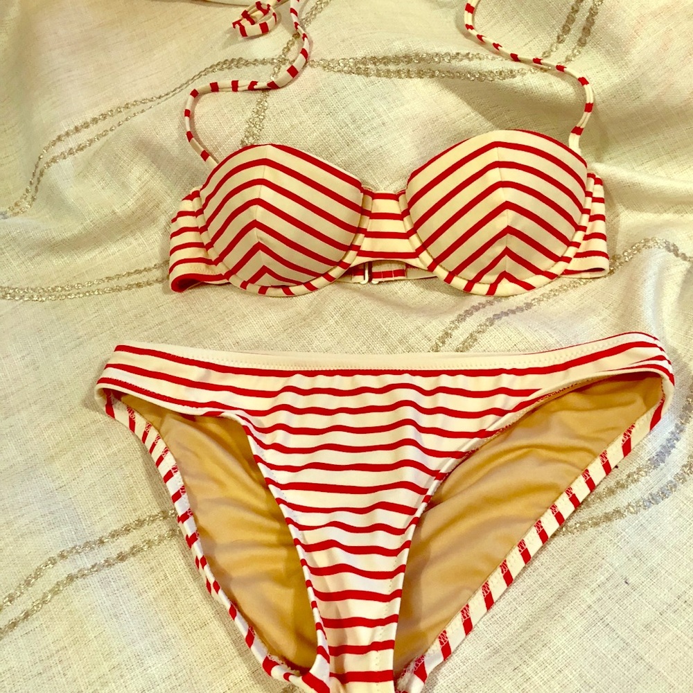 J Crew stripe bikini set XS/S